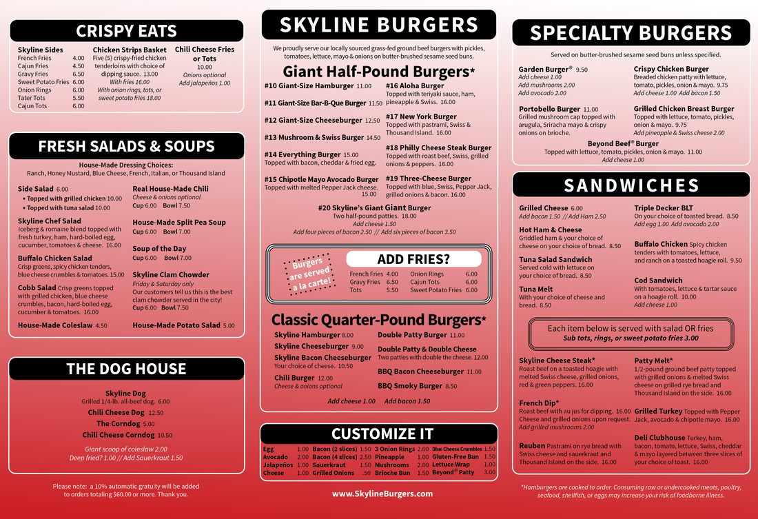 skyline restaurant menu